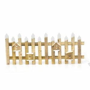 Christmas Tree Skirt Wooden LED Snow Topped Mini Picket Fence Decoration - Picture 1 of 6