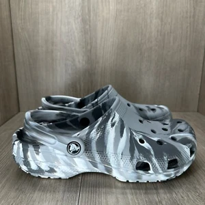 Crocs Sandals M7 W 9 Classic Marbled Clog Lightweight Slingback Slippers Gray - Picture 1 of 7