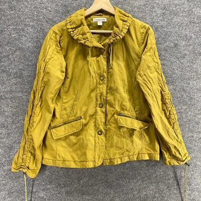 Chaqueta Coldwater Creek para mujer 12 amarilla con cuello abotonado forrada manga larga Foto 1 de 4