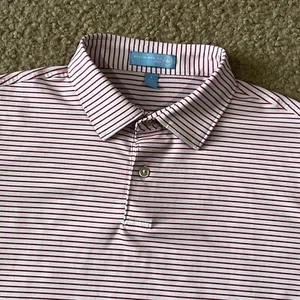 Peter Millar Boys Red White Striped Performance Polo Shirt Youth Large 11-12 - Picture 1 of 5