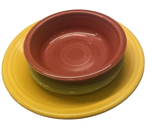 Fiestaware 3PC Set Yellow Dinner Plate Green Bread Plate & Red Soup Bowl Retired - Picture 1 of 11
