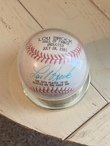 Lou Brock Autograph Baseball HOF Inducted July 28,1985 - Picture 1 of 2