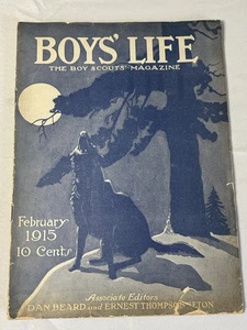 Revista Boys Life 1915 Boy Scouts Of America rara febrero buena de colección Wolf Moon - Imagen 1 de 7