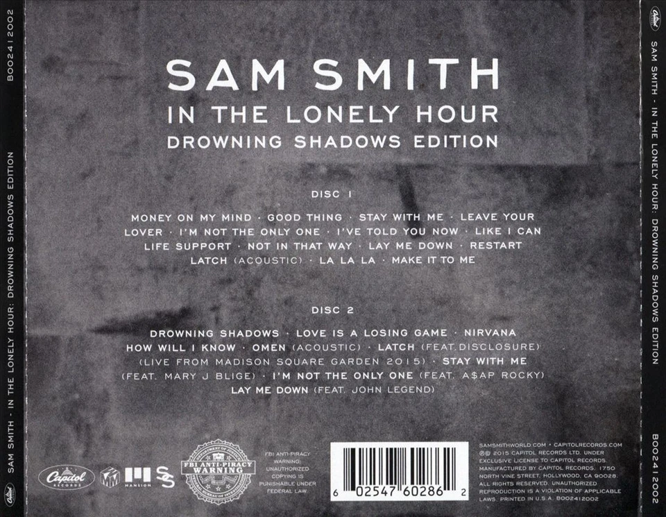 SAM SMITH - IN THE LONELY HOUR [DROWNING SHADOWS EDITION] NEW CD - Image 1 of 1