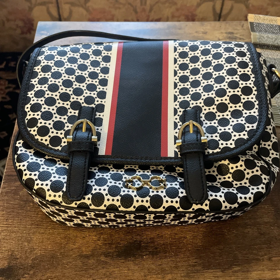 C. Wonder 斜挎包-黑白红色条纹-非皮革机身。 — 第 1/4 张图片