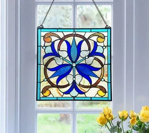 Tiffany Stil Buntglas hängende Fensterscheibe florales Blumendesign - Bild 1 von 5