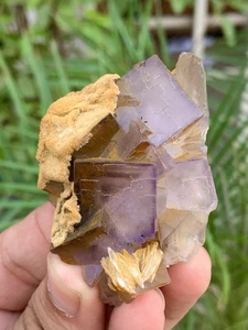 Fluorite Crystal Purple Bi Cubic Phantom From Baluchistan Mine , 76.72 Grams - Picture 1 of 8