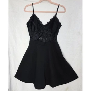 O'Delilah Dress Womens Medium Black Lace Bodice Fit Flare Sleeveless Party Sexy - Picture 1 of 11