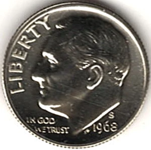 1968 S Clad ROOSEVELT DIME in PROOF CONDITION ~ stk rp4 - Bild 1 von 4