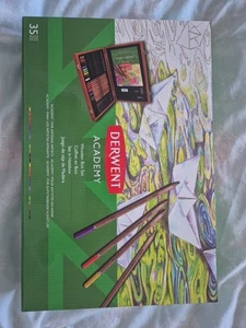 30 Derwent Academy Colour Pencils And Water Colours Wooden Box New Pencils - Picture 1 of 8