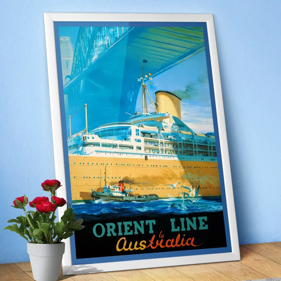 Australia, Travel Poster 1950s – Vintage Cruise Ship Wall Art, retro wall decor - Image 1 of 4