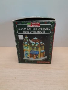 Vintage Christmas Ornament Santa's Helper Battery Operated Fiber Optic House NOS - Picture 1 of 17