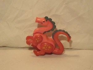 Vintage Fisher Price Little People Pink Castle Dragon Figure- missing both ears - Picture 1 of 3