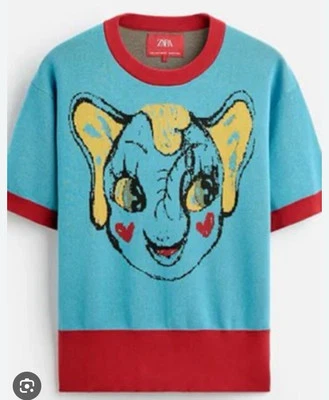 ZARA UNISEX NWT FW24 JACQUARD KNIT ELEPHANT T-SHIRT X HARRY LAMBERT 2142/314 - Image 1 of 3