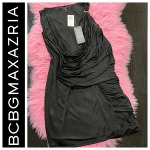 Nuovo abito da festa drappeggiato BCBG MAXAZRIA interlock nero piccolo prezzo al pubblico consigliato $148 - Foto 1 di 10