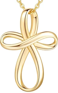 Collana Croce in Oro 14K Collane da Donna Catena Torta... - Foto 1 di 7