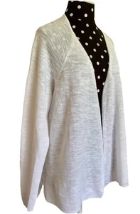 EILEEN FISHER-White Open Front Linen/Cotton Blend Cardigan Sweater-size Large - Picture 1 of 7
