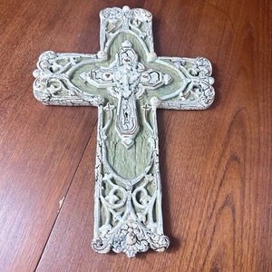 Verziertes christliches Kreuz kompliziert Crackle hängend Wanddeko schwer religiös GOTT - Bild 1 von 6