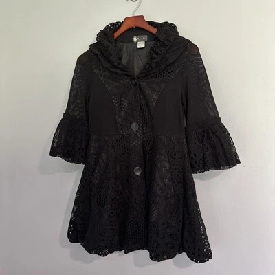 Chaqueta Top Damee Inc Mujer S Negra Transparente Volantes Capricho Artístico Victoriano Foto 1 de 4