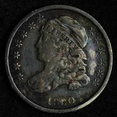 1830 Capped Bust Silver Dime VF TONED E120 GKEF - Image 1 of 2
