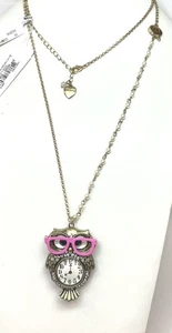 Betsey Johnson Gold Tone Owl Pendant Necklace 46.8g - Picture 1 of 4