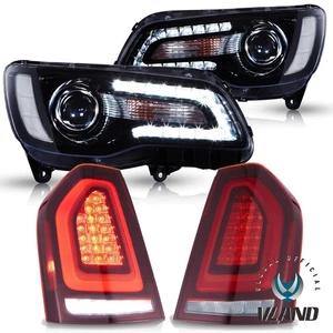 For 2011-2014 Chrysler 300 Dual Beam Headlights+VLAND Red LED Tail Lights Sets - Picture 1 of 22