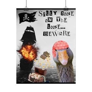 Poster arrotolati, stampa artistica pirata oca sciocca, poster animale divertente, stravagante - Foto 1 di 9