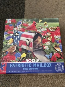 Ceaco 500‑Piece ‘patriotic Mailbox ’ Jigsaw Puzzle Birds Flowers - Picture 1 of 2
