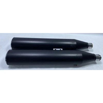 Harley Davidson 18+ Softail Mufflers Breakout Lowrider Black Heat Shields m8 - Image 1 of 4