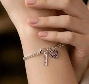 Trifari Birthstone June Alexandrite Lilac Lt Purple Gem Silvertone Bracelet - Picture 1 of 7