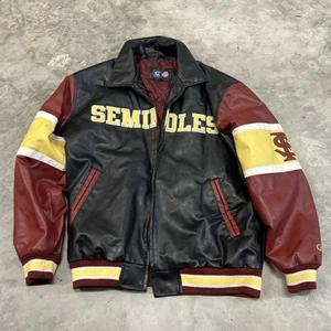 Giacca pelle G-III VINTAGE Florida State Seminoles NO CERNIERA LEGGERE DESCRIZIONE - Foto 1 di 7