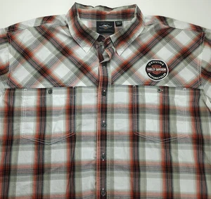 Camicia 4XL Harley Davidson uomo a quadri manica corta bottoni moto western - Foto 1 di 7