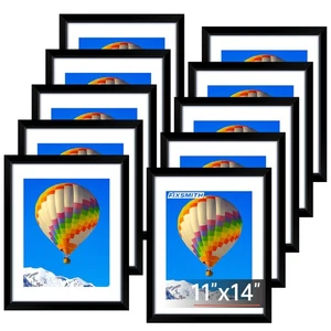 11x14 Bilderrahmen 10er Set, Schwarz Bilderrahmen Bulk mit HD Plexiglas, Di... - Bild 1 von 7