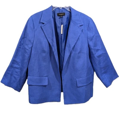 Talbots Blue Linen Blazer Jacket Open Front Size 18 NEW - Image 1 of 4