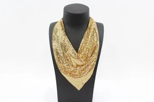 Whiting & Davis Gold Tone Mesh Collar Necklace - Picture 1 of 7