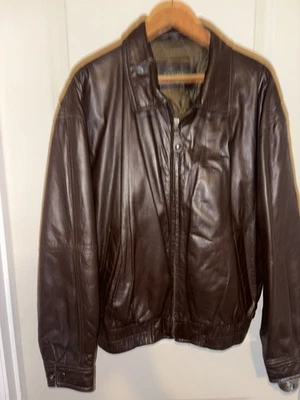 Vintage Savile Row Outerwear Leather Bomber Jacket Large Brown Full Zip  - Image 1 of 4
