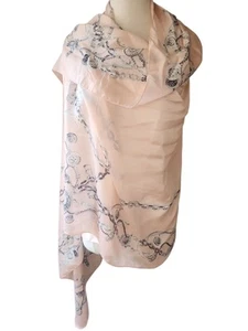 Bufanda de Seda Rosa 37" X 70" Verano Antiguo Dinero Costero Novedad Joyería Estampado - Imagen 1 de 8