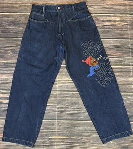 Vintage FUBU Jeans Mens 36 Blue Platinum Fat Albert Wide Leg Baggy Backyard Gang - Picture 1 of 12