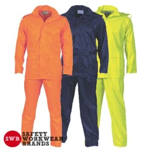 DNC Workwear Mens Waterproof Rain Jacket & Pants Set in Bag Compact Travel 3708 - Picture 1 of 4