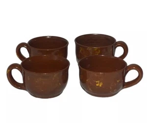 Menge 4 Lester Breininger Redware Keramik glasiert Tasse Becher PA 6-20-1991 braun MCM - Bild 1 von 19