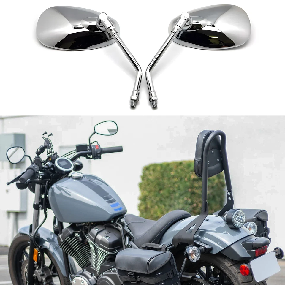 Chrome Motorcycle Rearview Side Mirrors For Yamaha Star Bolt XV950 V-Star 1100 Foto 1 de 4
