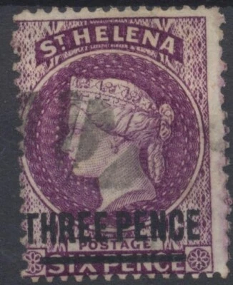 Estampillas de Santa Elena: 1876 SG23, 3d en 6d púrpura opaco; perfecto 14 x 12,5; CV £80 Foto 1 de 2