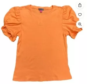 Vince Camuto Women's Short Puff Sleeve Ribbed Crewneck Top Size M NWT - Picture 1 of 4
