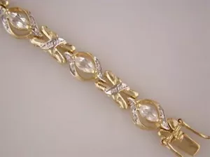 WHITE TOPAZ & DIAMOND TENNIS BRACELET - Picture 1 of 1