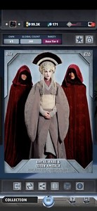 Star Wars Card Trader - Eirtaé Rabé Queen Amidala Base 2016 Tier 8 Silver 209cc