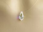 Floating Illusion Necklace With Swarovski Ab Glass Crystal Pendant Silver Plated