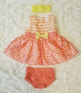 George size 3MONTHS dress w/ head band *Baby girl Party / Holiday- Orange&Yellow - Picture 1 of 3
