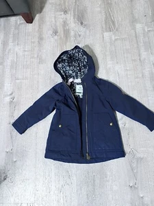 Joules Right As Rain Girls Navy Inside Flowers Rain Coat Sz 4 EUC - Picture 1 of 5