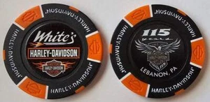 WHITE'S HARLEY-DAVIDSON Lebanon PA Black/Orange 115th Anniversary Poker Chip - Picture 1 of 3