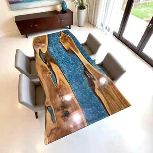 Live Edge Epoxy Dining Table Handmade Acacia Wood Resin River Custom Furniture - Picture 1 of 13